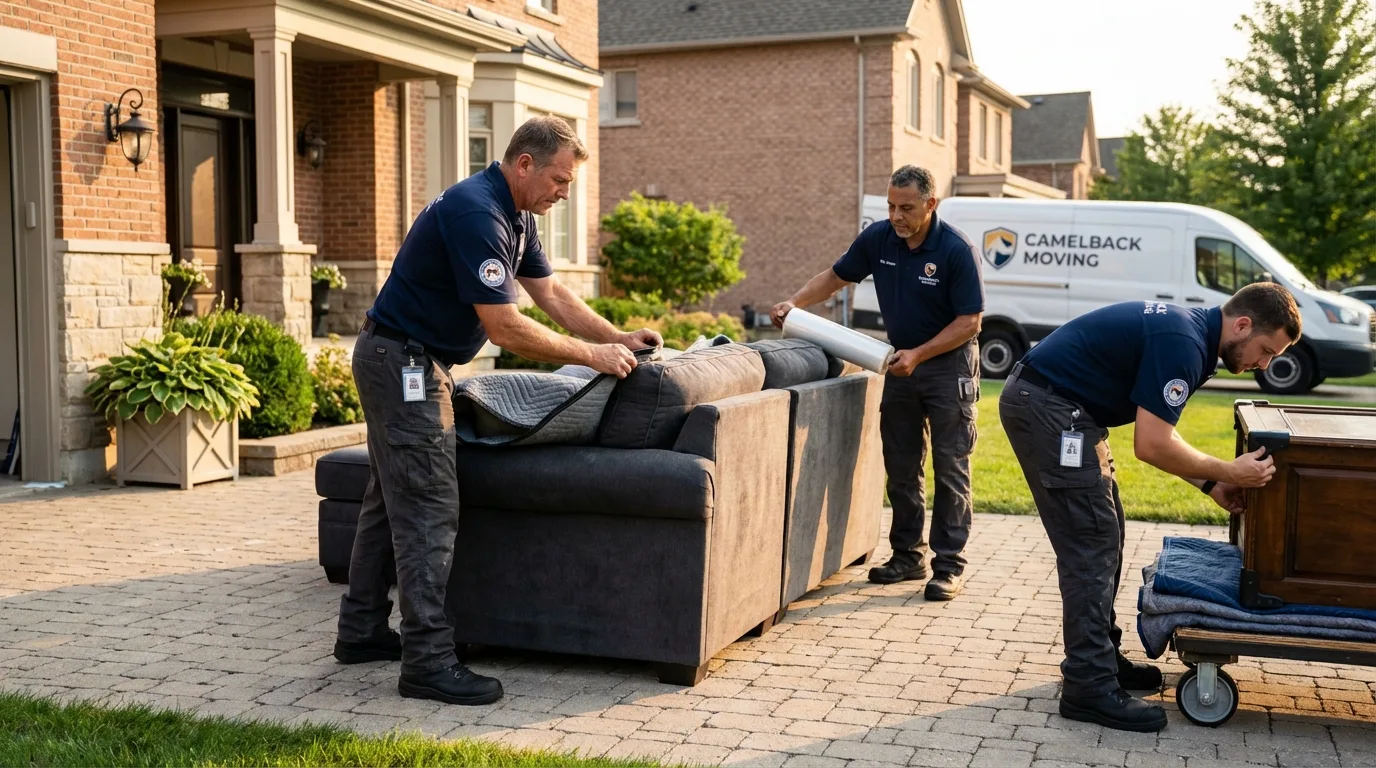 Large estate moving crew wrapping furniture in Dunbar, PA